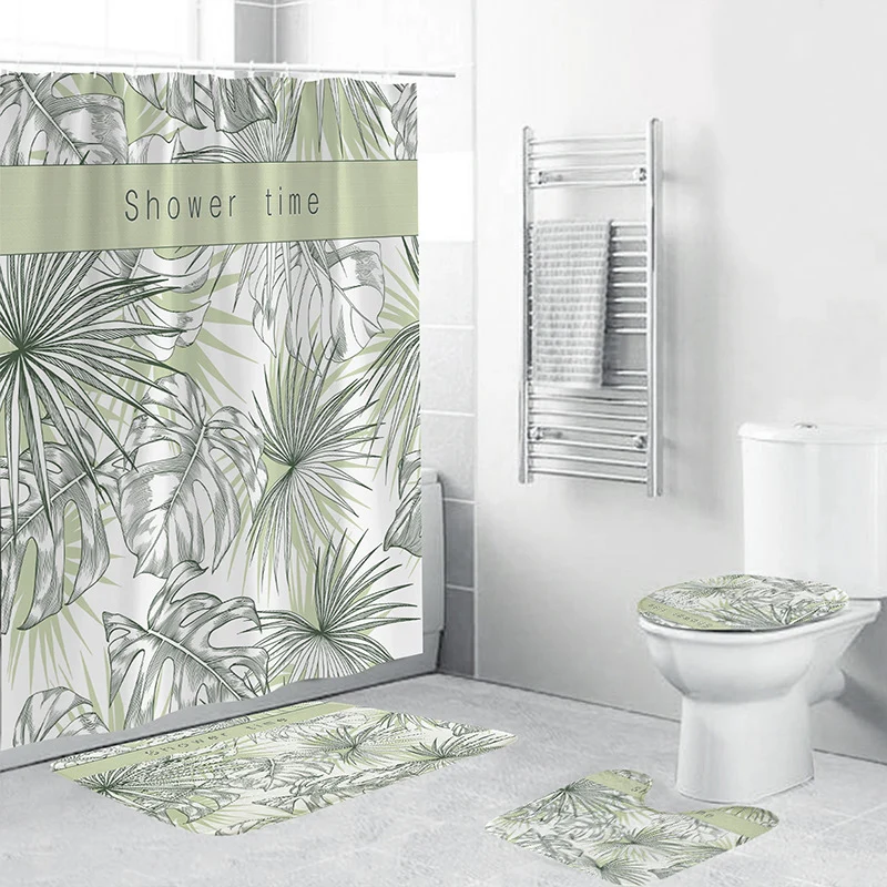 Badezimmer-Set mit tropischen Pflanzen Skanto