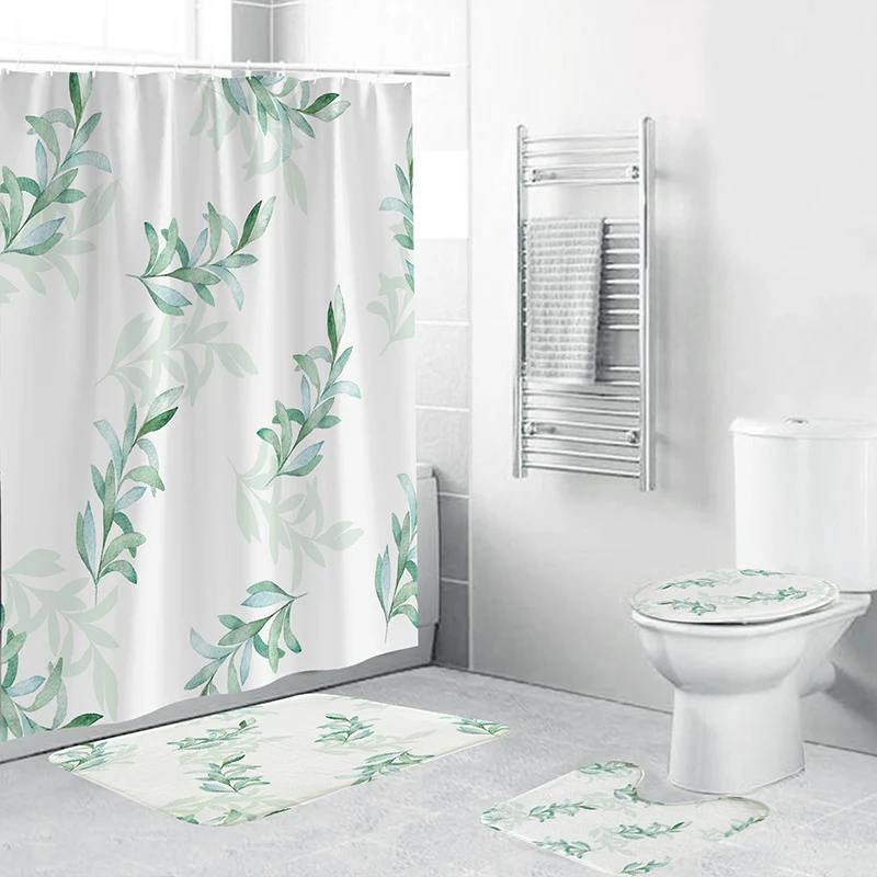 Badezimmer-Set mit tropischen Pflanzen Skanto