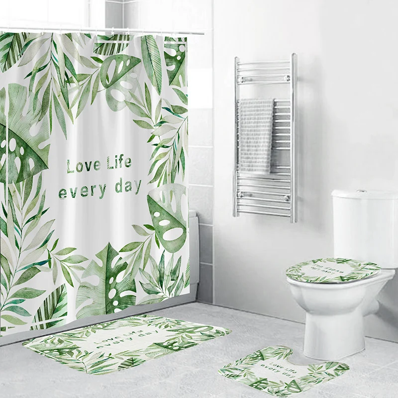 Badezimmer-Set mit tropischen Pflanzen Skanto