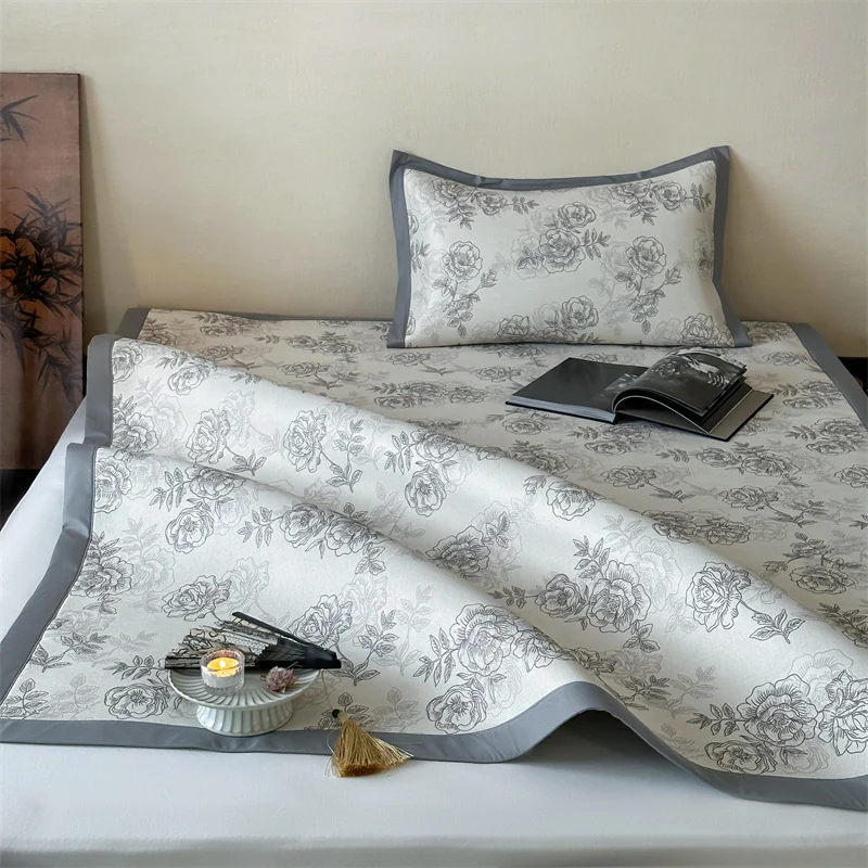 Bettlaken-Set mit floraler Allover-Print und dekorativer Saumblende