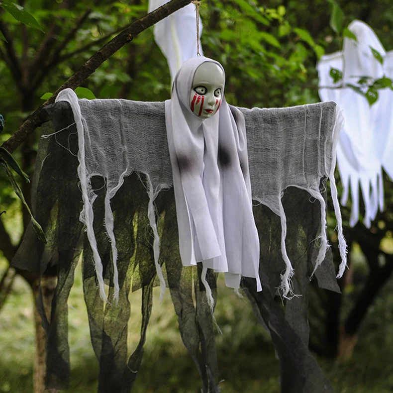 Gruselige Halloween Dekofigur mit beweglichem Skelett