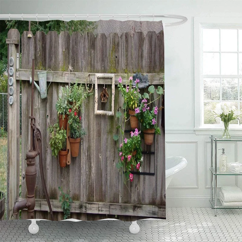 Duschvorhang im rustikalen Garten-Design Skanto