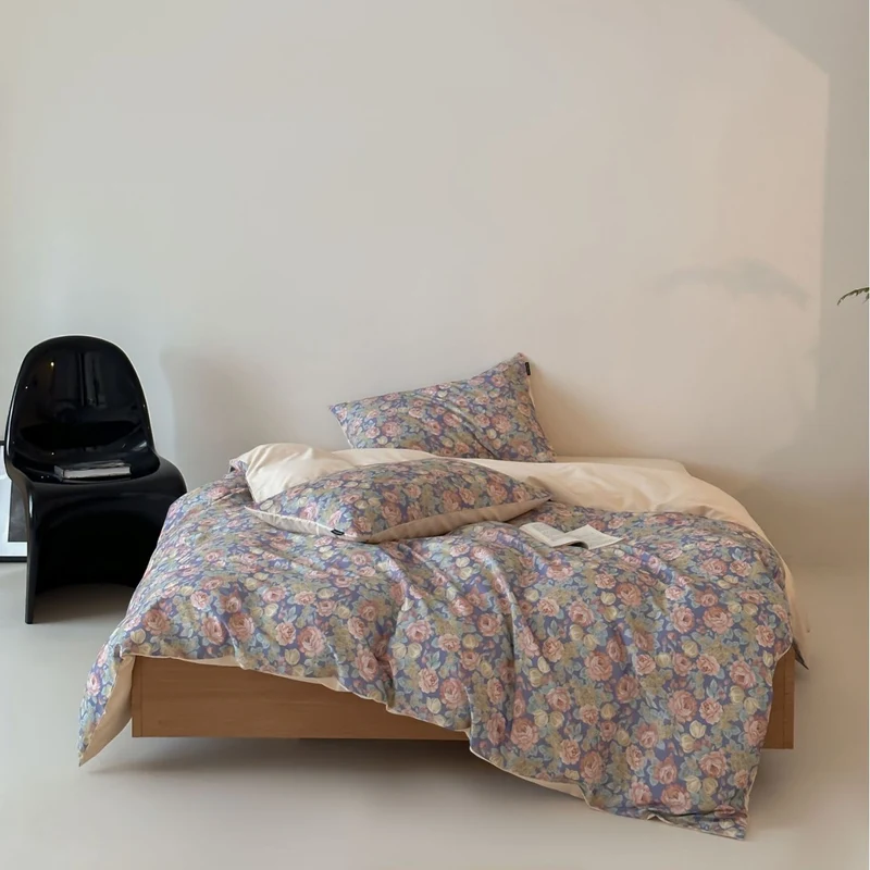 Bettbezug-Set aus Baumwollsatin mit Boho-Ethno-Muster und Wendefunktion