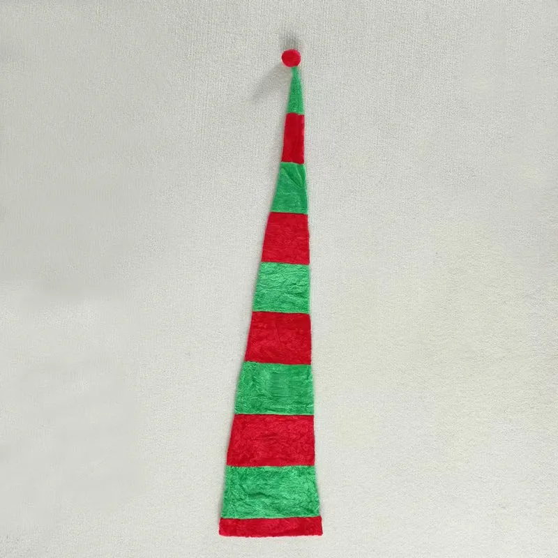Lange Weihnachtsmütze im gestreiften Design
