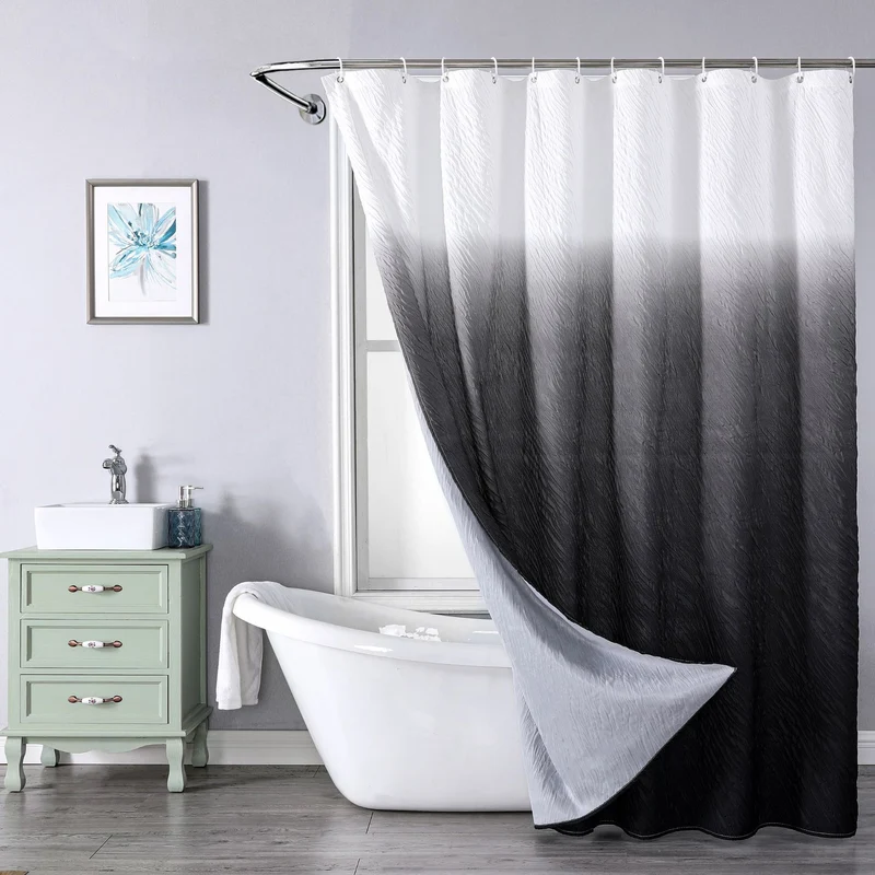 Duschvorhang mit strukturiertem Blattmotiv Skanto