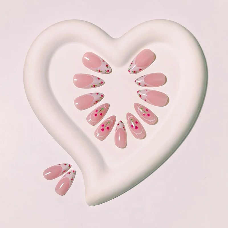 Florales Kunst Französische Spitze Nageldesign