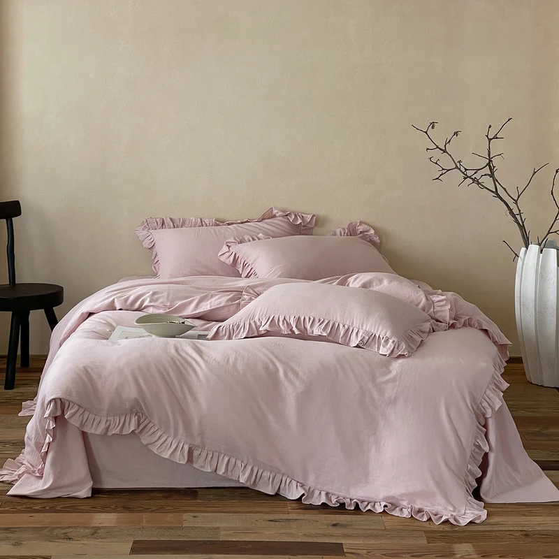 Elegantes Baumwoll-Bettwäsche-Set mit Volant und weichem Percale-Finish