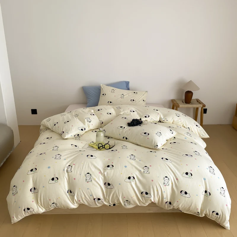 Bettwäsche-Set aus Baumwollsatin mit niedlichem Pastell-Motiv