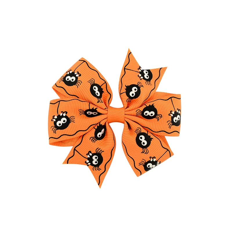 Halloween Schleife mit Kürbis- und Hexen-Motiven