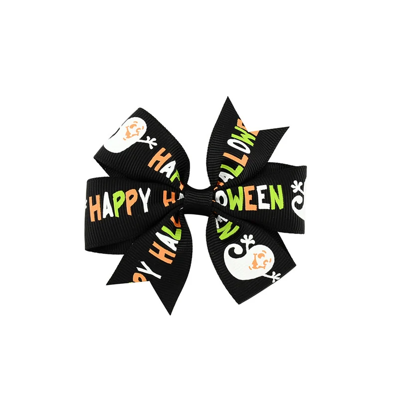 Halloween Schleife mit Kürbis- und Hexen-Motiven