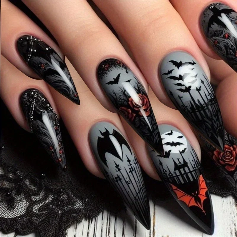Gothic-Themen Lange Stiletto Nagelkunst