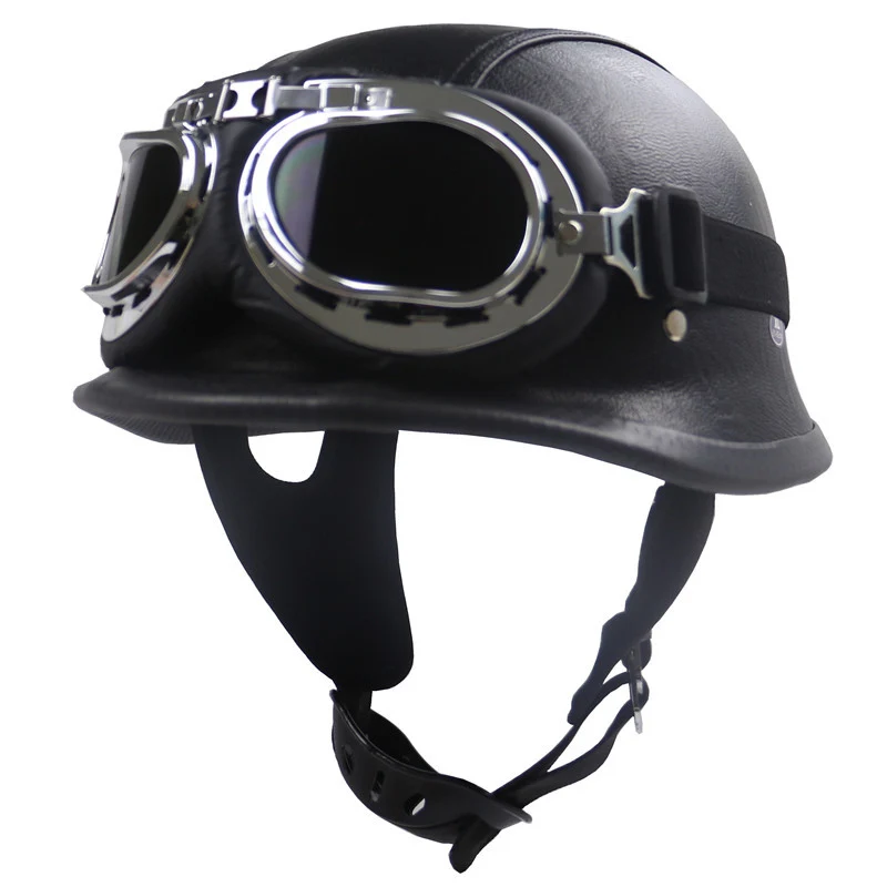 Motorradhelm im Vintage-Stil mit integrierter Brille Skanto