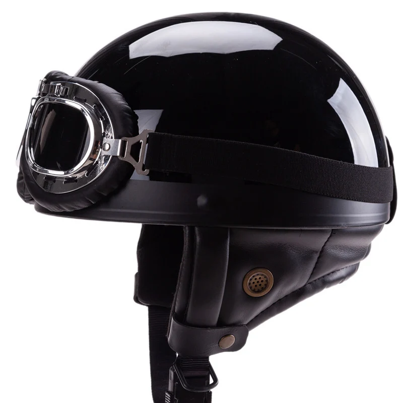 Motorradhelm im Vintage-Stil mit offenem Visier und Brille Skanto