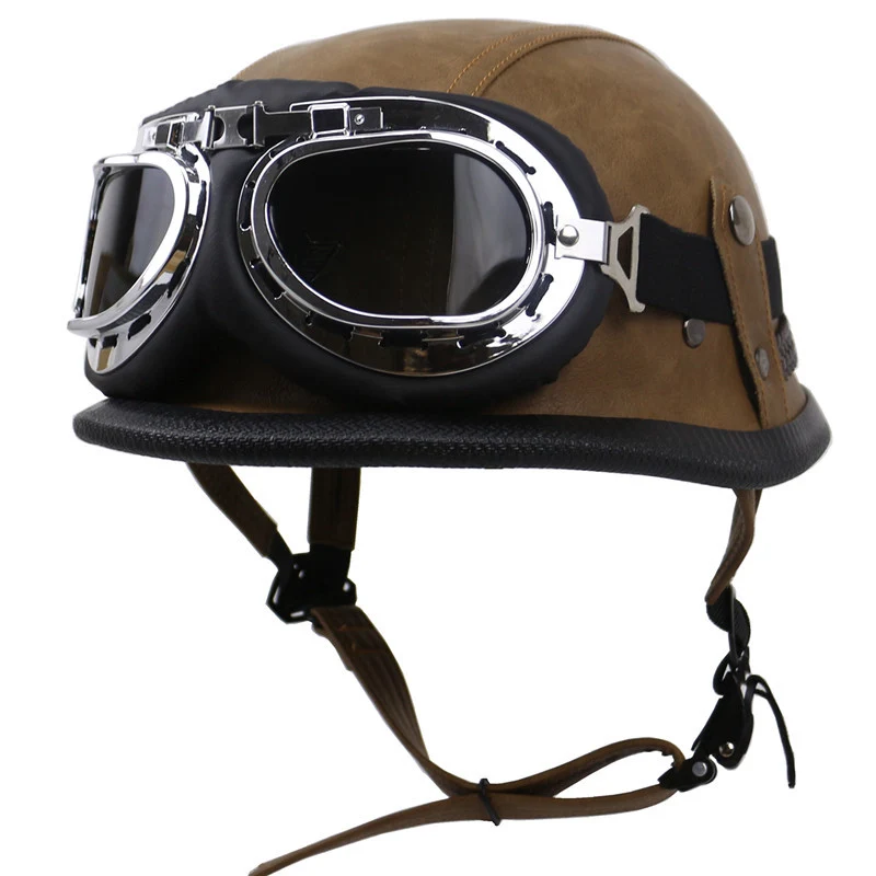 Motorradhelm im Vintage-Stil mit Brille Skanto