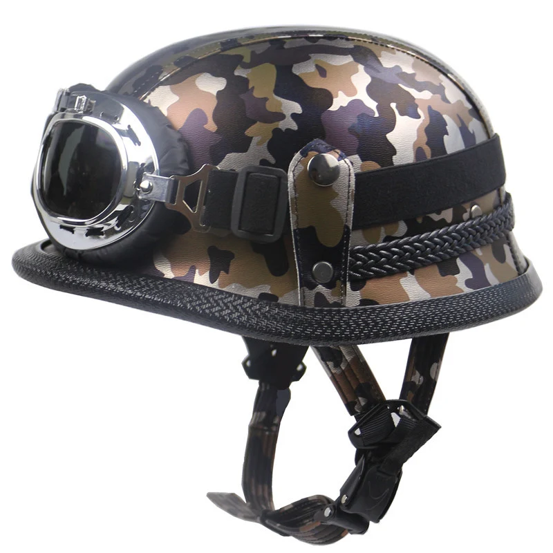 Motorradhelm im Vintage-Stil mit Brille Skanto