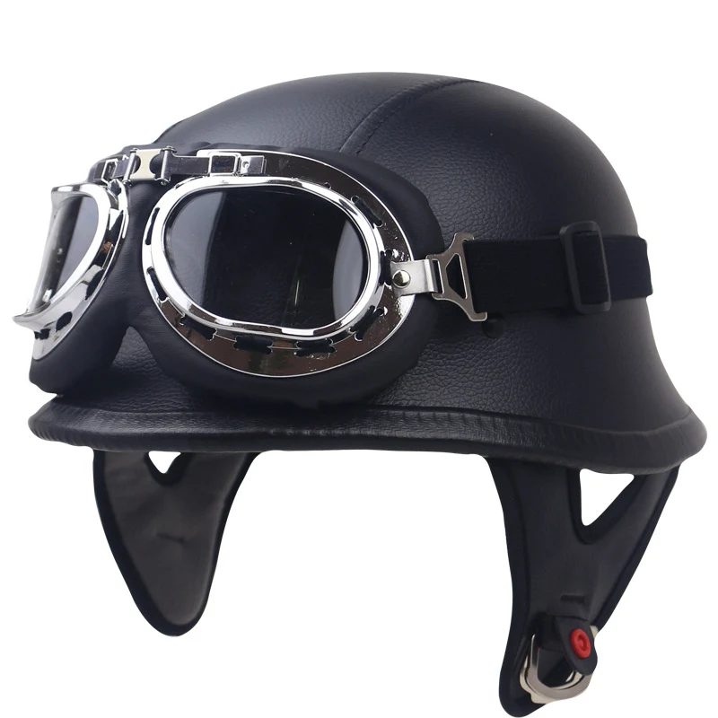 Vintage Carbonfaser Motorradhelm mit Brille Skanto