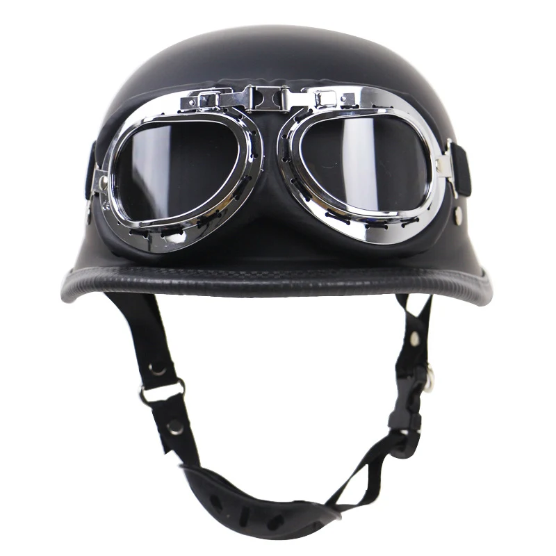 Retro Halbschalen-Motorradhelm mit Brille Skanto