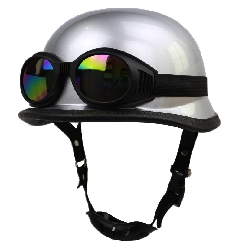 Retro Halbschalen-Motorradhelm mit Brille Skanto