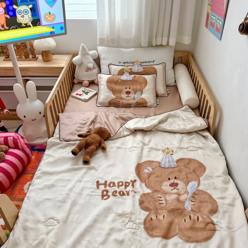 Kinderbettwäsche-Set mit Meerjung‑Motiv aus weichem Mikrofaserplüsch und gesteppter Decke
