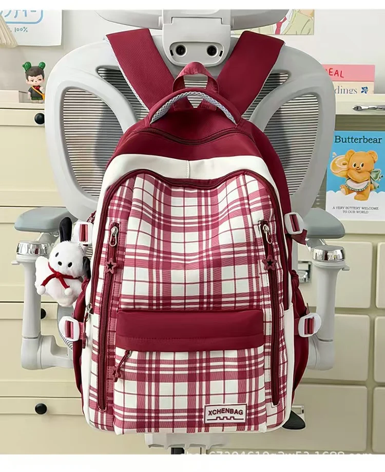 Stilvoller karierter Schulrucksack Skanto