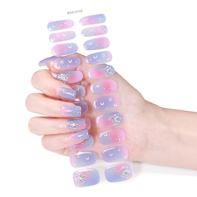 Premium Floral Press-On Nagel Wraps