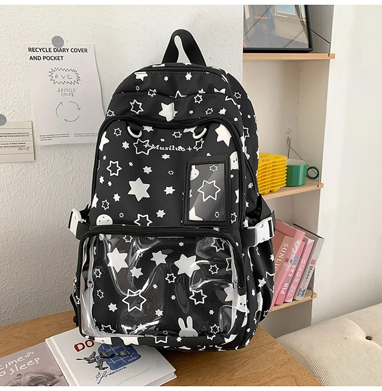 Rucksack Skanto mit Sternenmuster und transparenter Front
