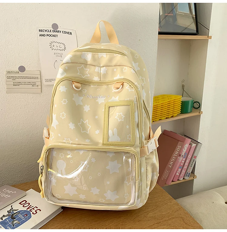 Rucksack Skanto mit Sternenmuster und transparenter Front