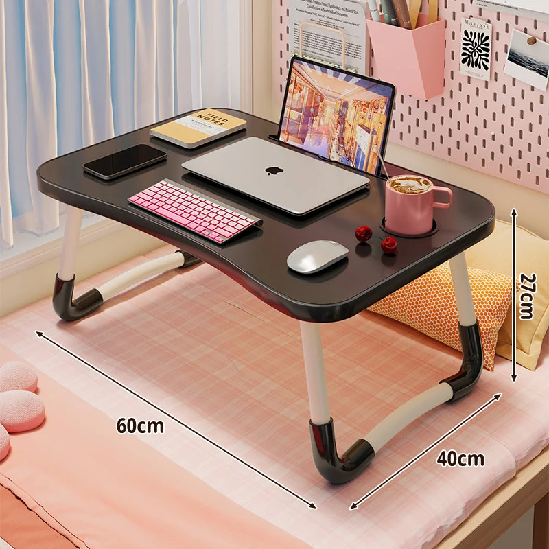 Faltbarer tragbarer Bett-Laptop-Tisch mit rundem MDF-Oberteil und verriegelbaren Klappbeinen