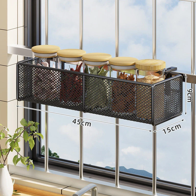 Fenster-Montierter Netz-Gewürzregal und Bar Hängeleiste Organizer