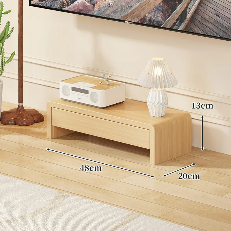 Niedrige massive Holz-TV-Medienkonsole Bank mit offenen rechteckigen Beinen