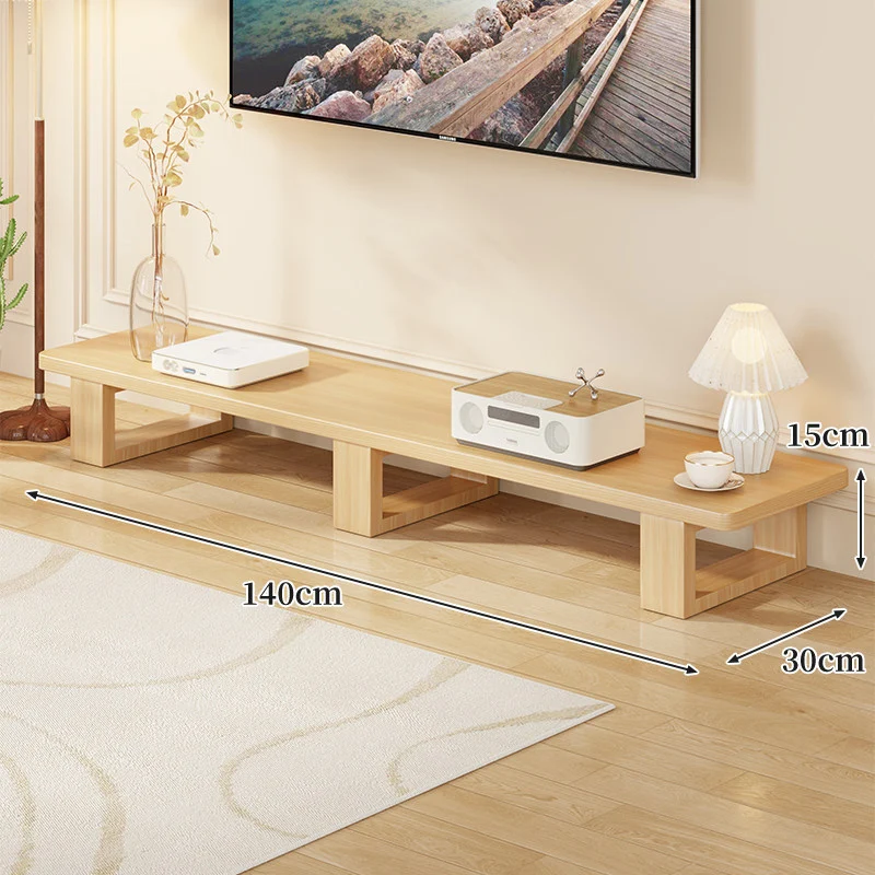 Niedrige massive Holz-TV-Medienkonsole Bank mit offenen rechteckigen Beinen
