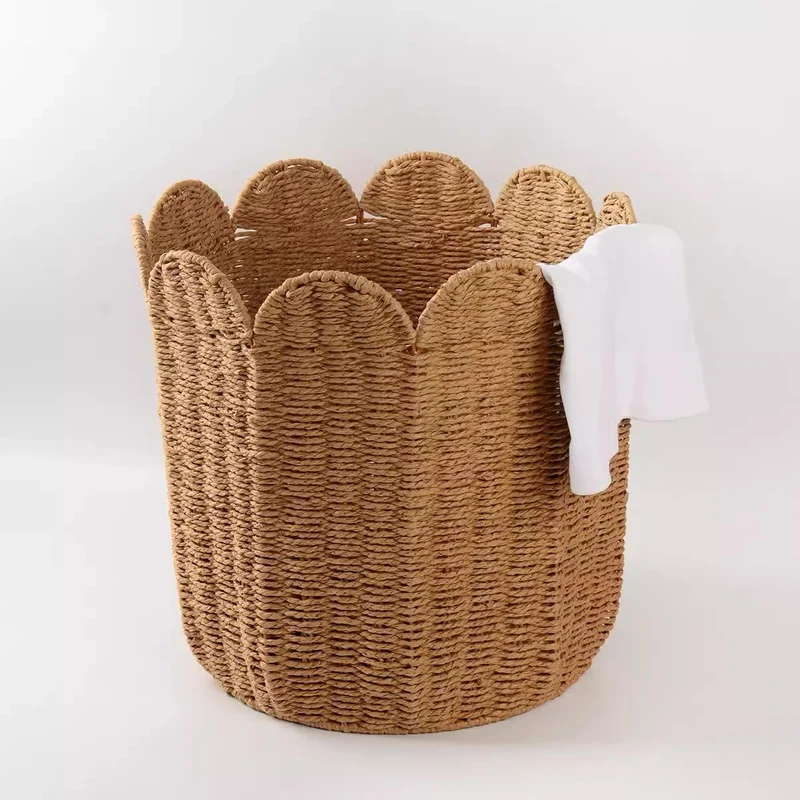 Woven Storage Basket with Decorative Scalloped Edge Brehn
