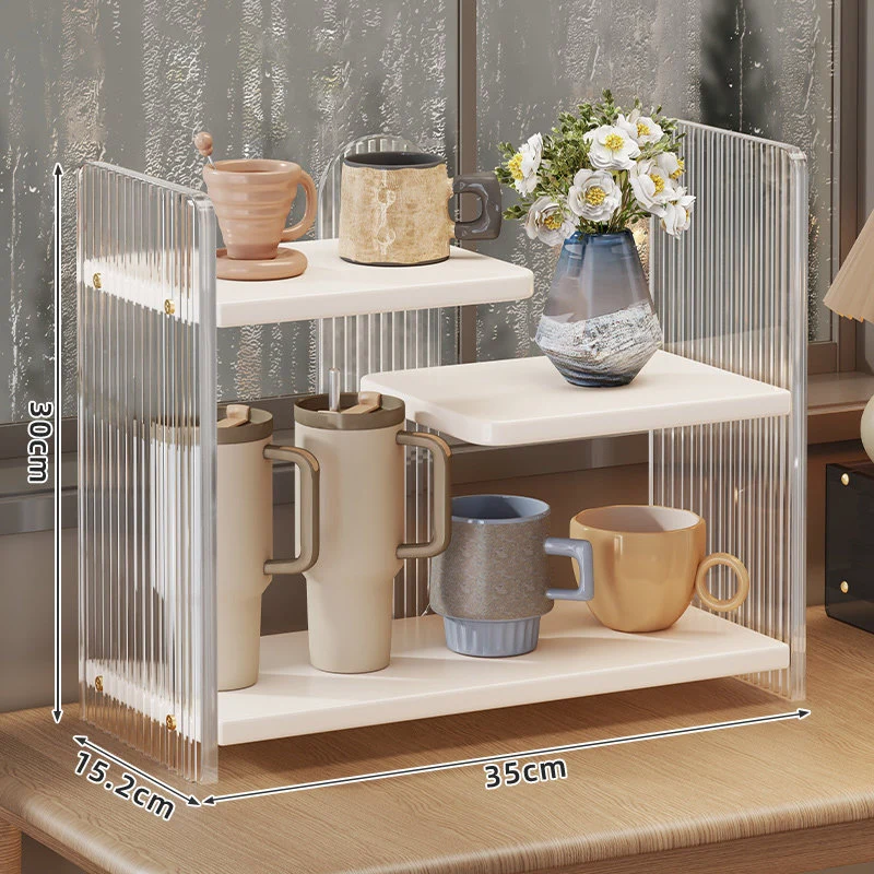 Kompakter zweistufiger Acryl-Thekenbecher- und Tassen-Organizer
