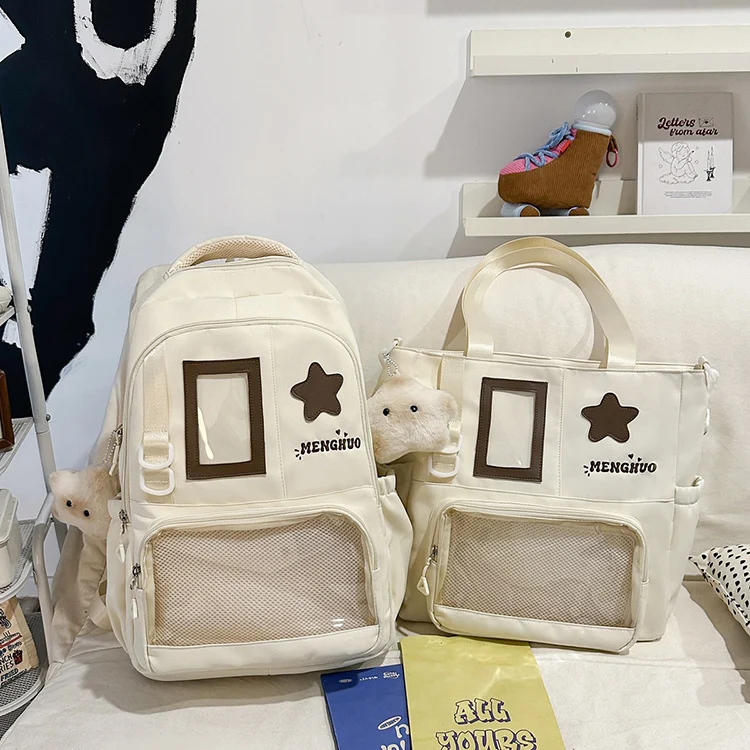 Funktionaler Schulrucksack mit transparentem Fach Skanto