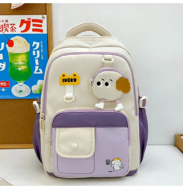 Niedlicher Schulrucksack mit Charakter-Design und mehreren Fächern Skanto