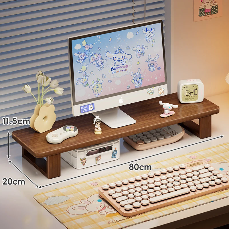 Bambus-Desktop-Monitorständer mit Unterregal-Tastaturlagerung und Kabelmanagement