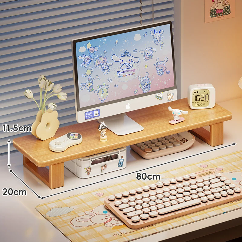 Bambus-Desktop-Monitorständer mit Unterregal-Tastaturlagerung und Kabelmanagement