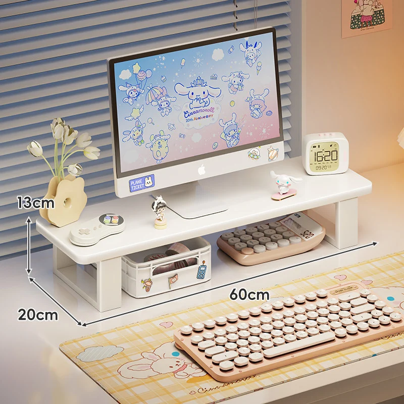 Bambus-Desktop-Monitorständer mit Unterregal-Tastaturlagerung und Kabelmanagement