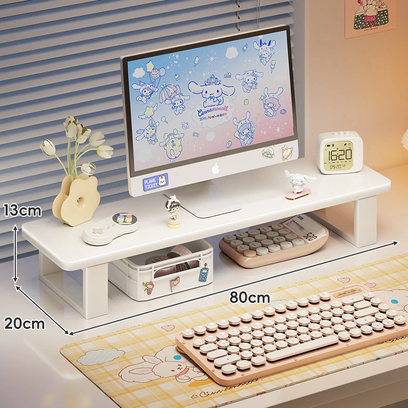 Bambus-Desktop-Monitorständer mit Unterregal-Tastaturlagerung und Kabelmanagement