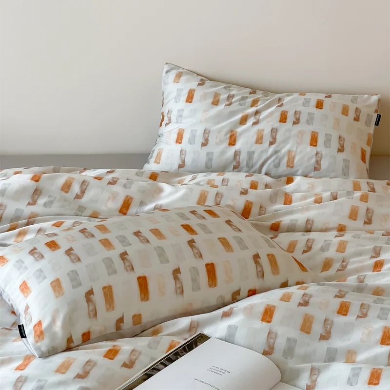 Luxuriöses Satin-Bettwäsche-Set mit floralem Aquarellprint, Volantkanten und Wendefunktion