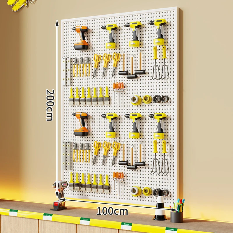 Wandmontierter perforierter Metallwerkzeug-Pegboard-Organizer mit Magnetstreifen und Mehrfachhaken