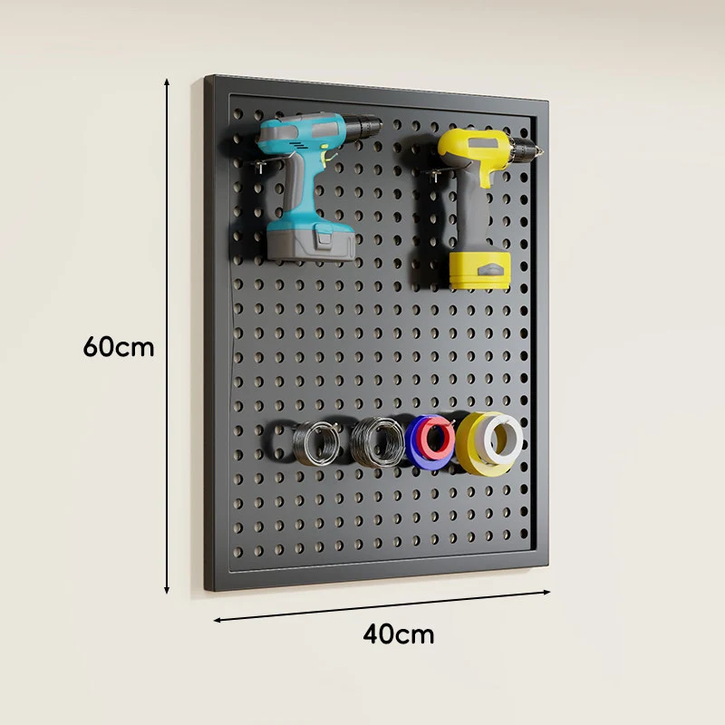 Wandmontierter Lochblech-Werkzeug-Pegboard-Organizer mit modularen Haken und Drahtkörben