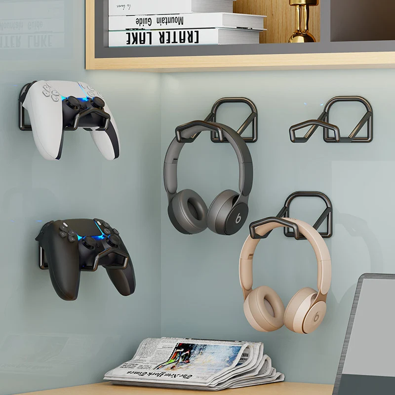 Wandmontierter Kopfhörer- und Gamecontroller-Halter mit faltbaren Haken