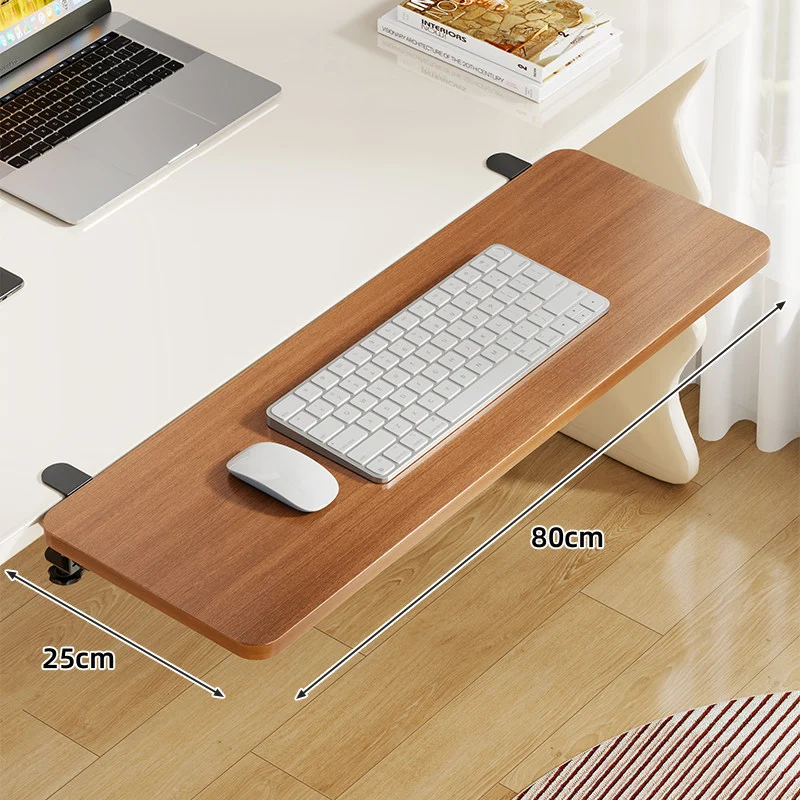 Unter-Desk Bambus Ausziehbare Arbeitsfläche Clamp-Montierte Tastatur- & Mausplattform
