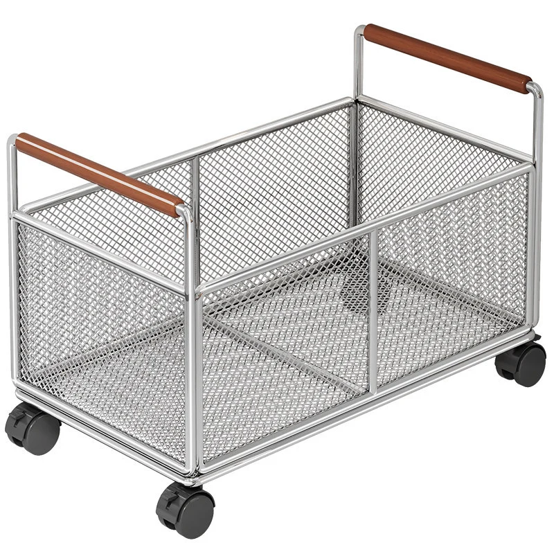Rechteckiger Metallmaschen-Thekenlagerkorb mit Holzgriff