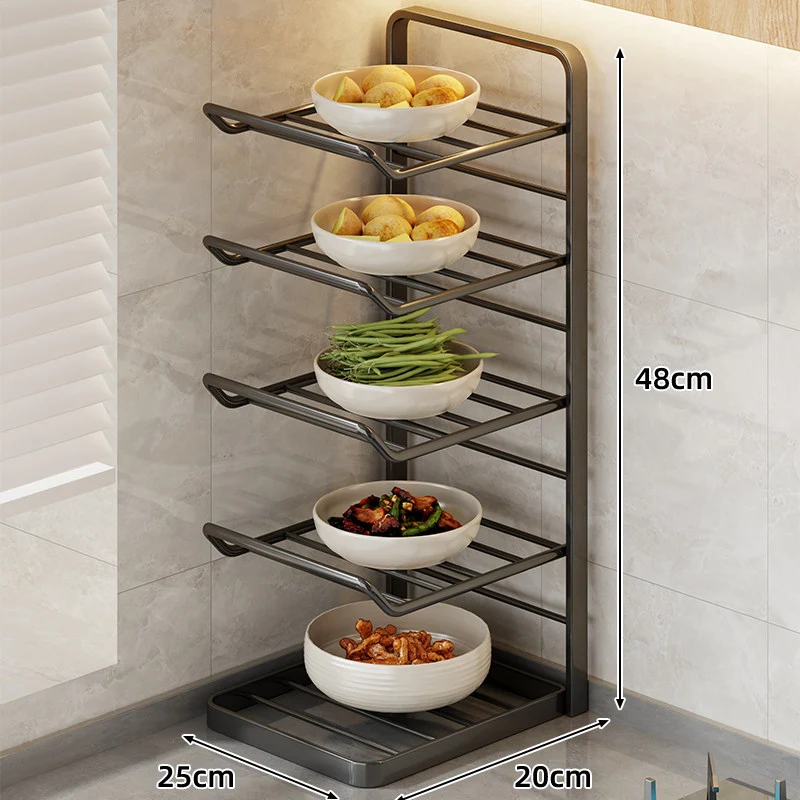 Multi-Tier Vertikaler Thekenregal für Schalen mit Tropfschale & Schrägboden-Design