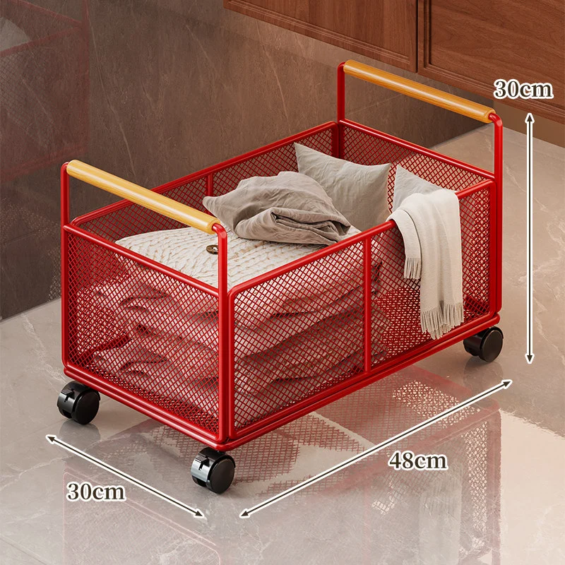 Mesh Utility Storage Basket mit Holzgriff für Küchen- und Haushaltsorganisation