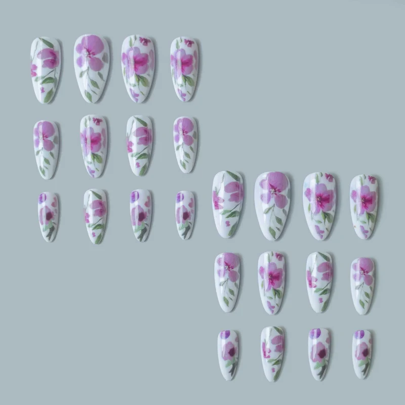 Blumen-Aquarell-Nagelkunst-Set