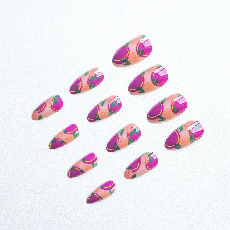 Floral Rose Acryl-Nagelkunst