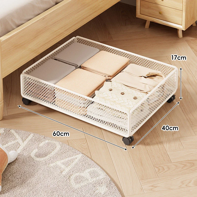 Niedrigprofil-Rollender Unter-Bett-Mesh-Aufbewahrungsdrawer mit verriegelbaren Rollen